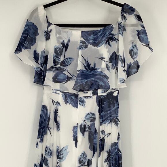 NEW! After Six Size 0 Off-Shoulder Lux Chiffon Indigo Rose Dress $263 msrp J1-3 - Picture 9 of 10